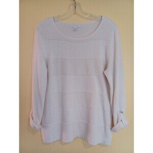 Charter Club ivory cottonblend sweater M winter white pullover classic